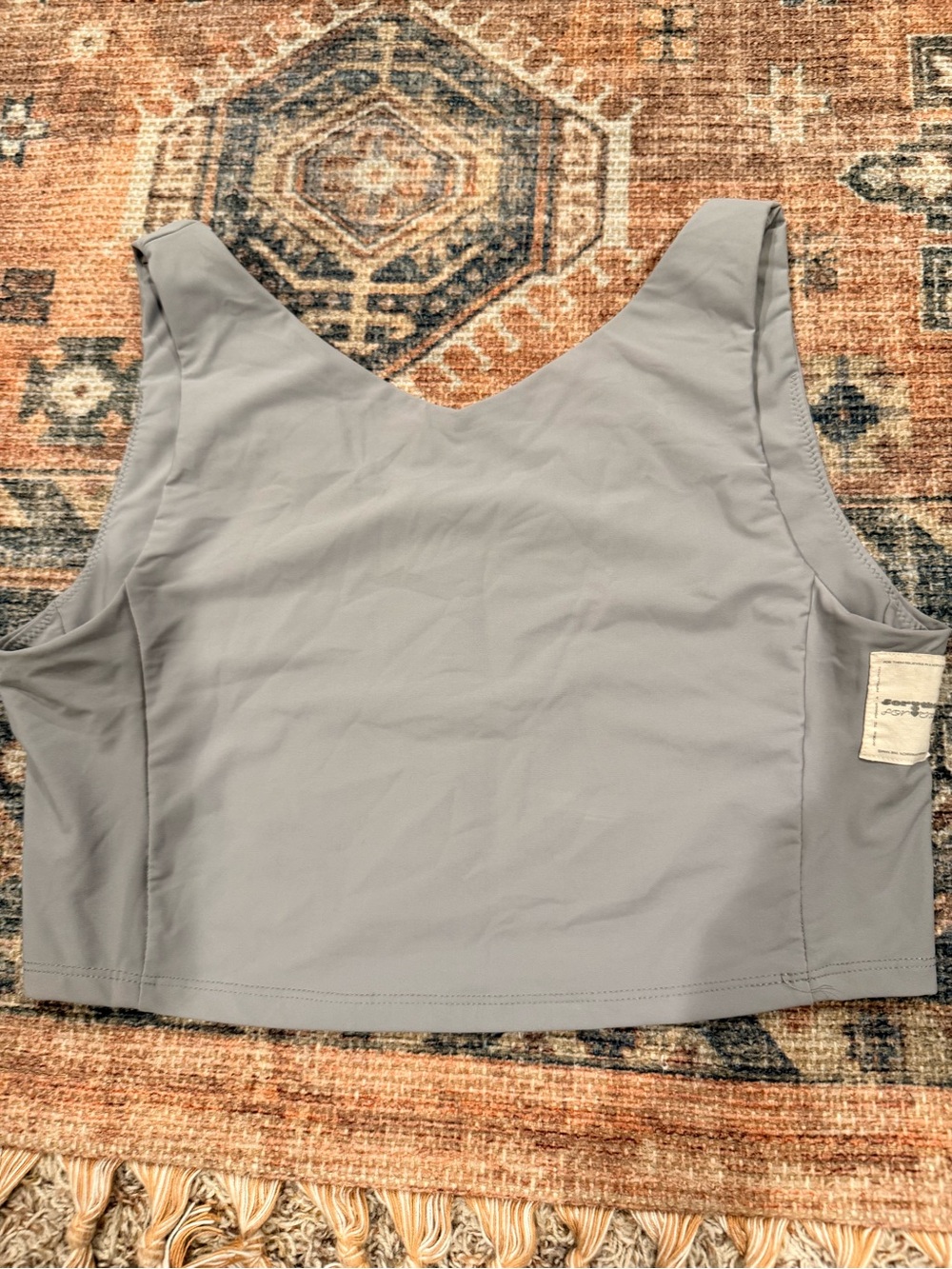 Women's Light Gray V-Neck Sleeveless Crop Tank Top